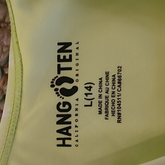 HANG TEN BRAND GIRLS LIME GREEN AND WHITE 2 PIECE BATHING SUIT SIZE LARGE - Picture 9 of 11
